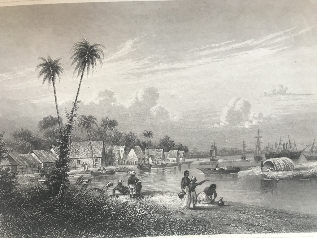 Vista de San Juan del norte o Greytown en Nicaragua (América central), hacia 1850. Meyer