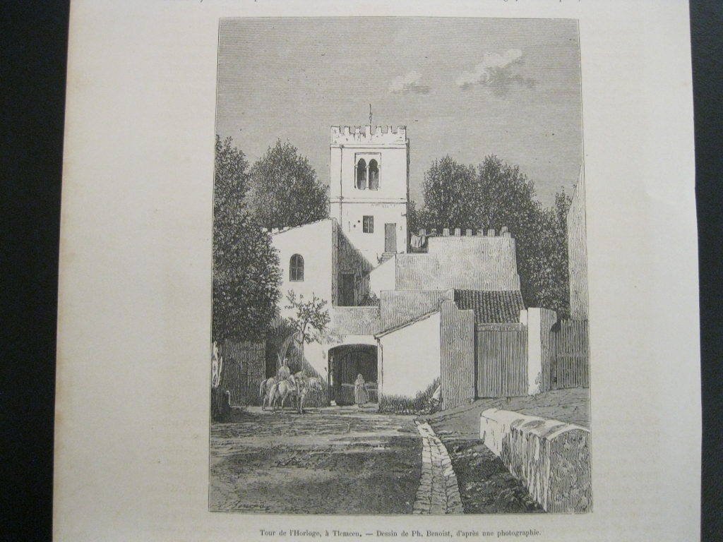 Torre del Reloj e Iglesia católica de Tlemcen (Argelia, África), 1875. Ph. Benoist