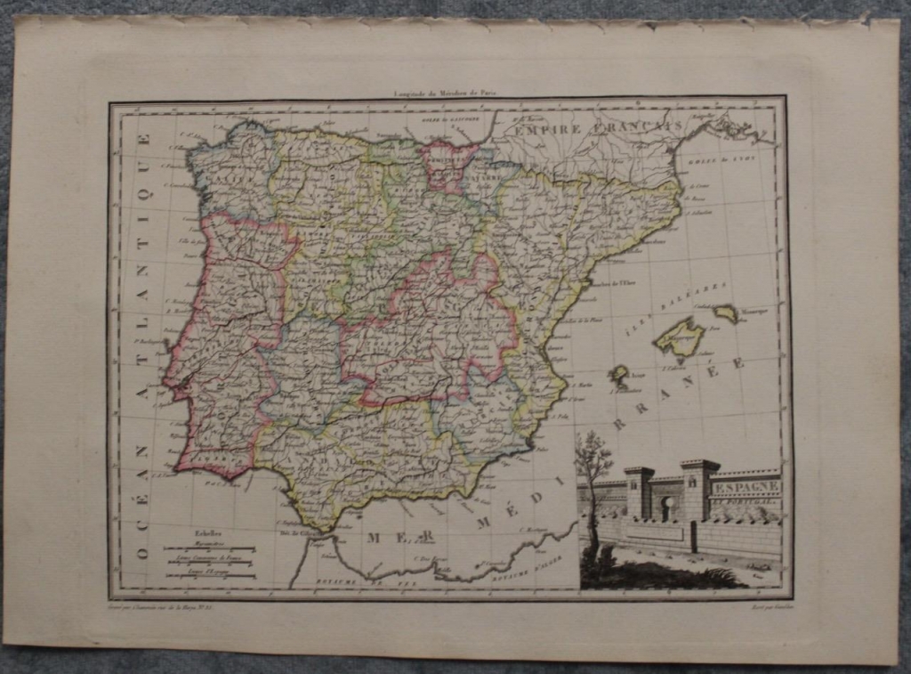 Mapa de España y Portugal, 1812. Malte- Brun/Lapie
