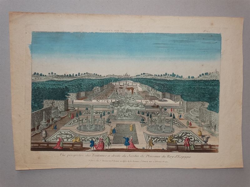 Vista de las fuentes y jardines del Palacio Real (España), 1765. Chereau