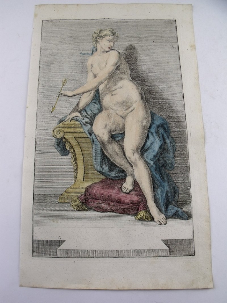 Desnudo barroco de una mujer sentada, 1750. Preissler