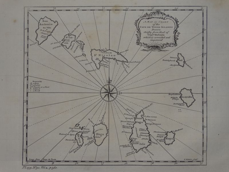 Mapa de las Islas de Cabo Verde (África), 1704. Churchill/Kitchin