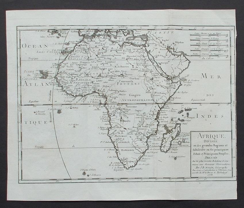 Mapa de África, 1758.  J.B.Nolin