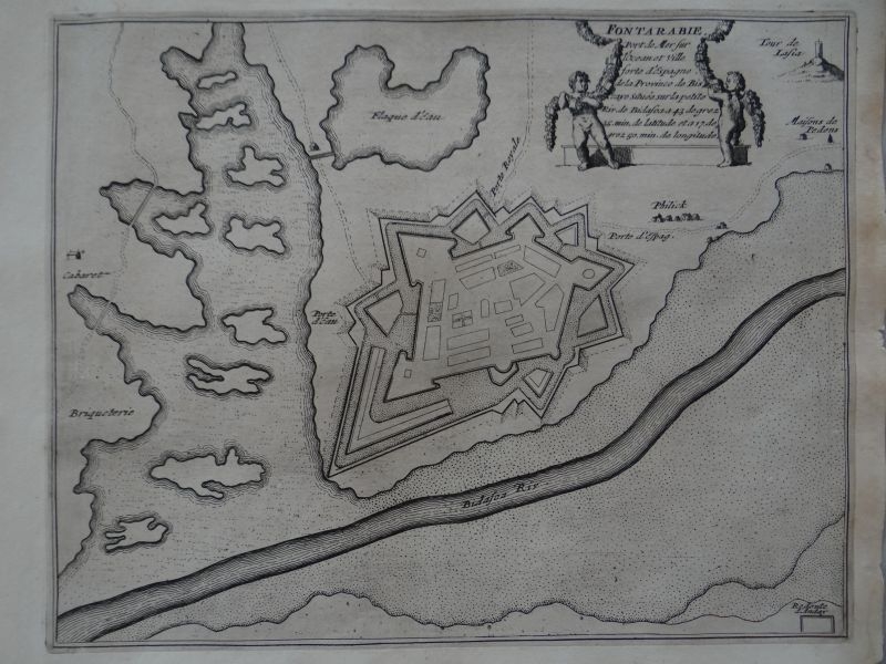 Mapa de la ciudad de Fuenterrabía (Guipuzcoa, España), 1695. Nicolás de Fer