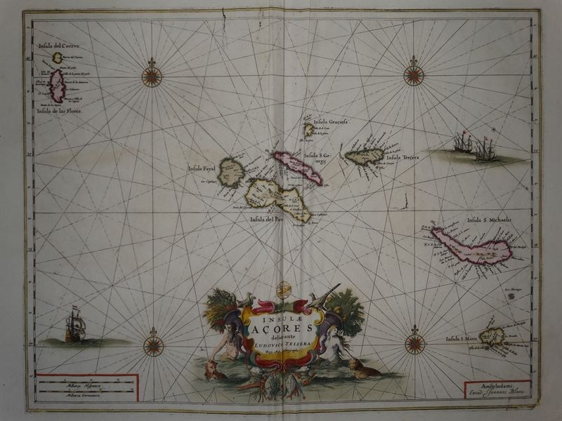 Gran carta náutica de las Islas Azores (Portugal), 1630. Blaeu