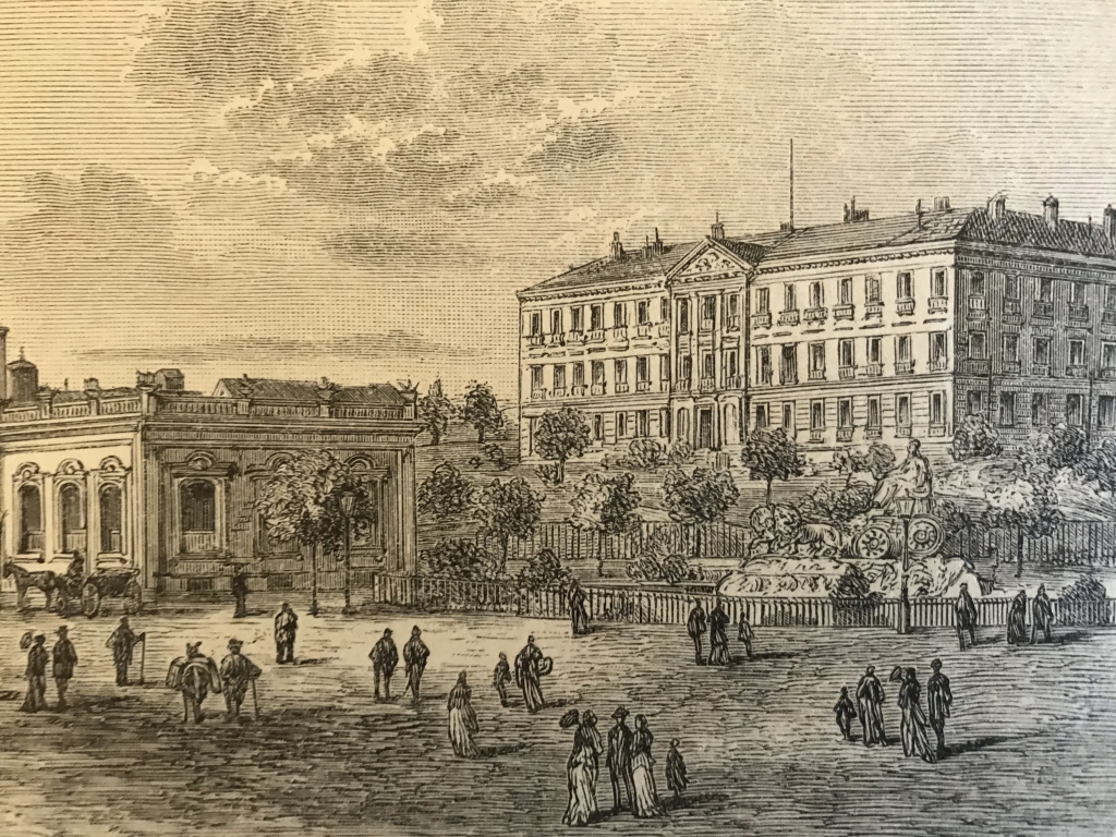Vista de la antigua plaza de Cibeles de Madrid (España), 1882. Anónimo