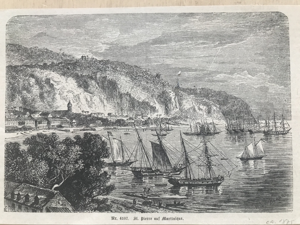 Puerto de S. Pierre en la isla de Martinica (Antillas, América), ca. 1875. Berard