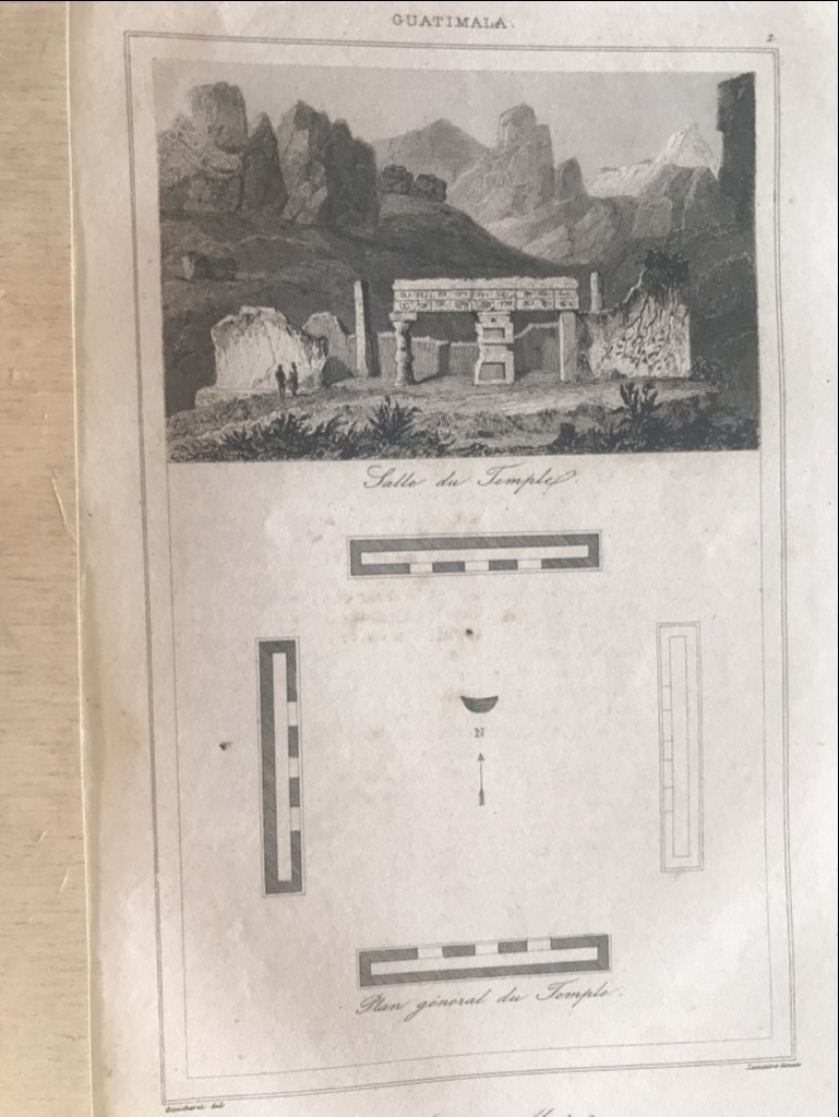 Vista y plano del templo de Mitla (Oaxaca, México), 1843. Gucherel/Lemaitre