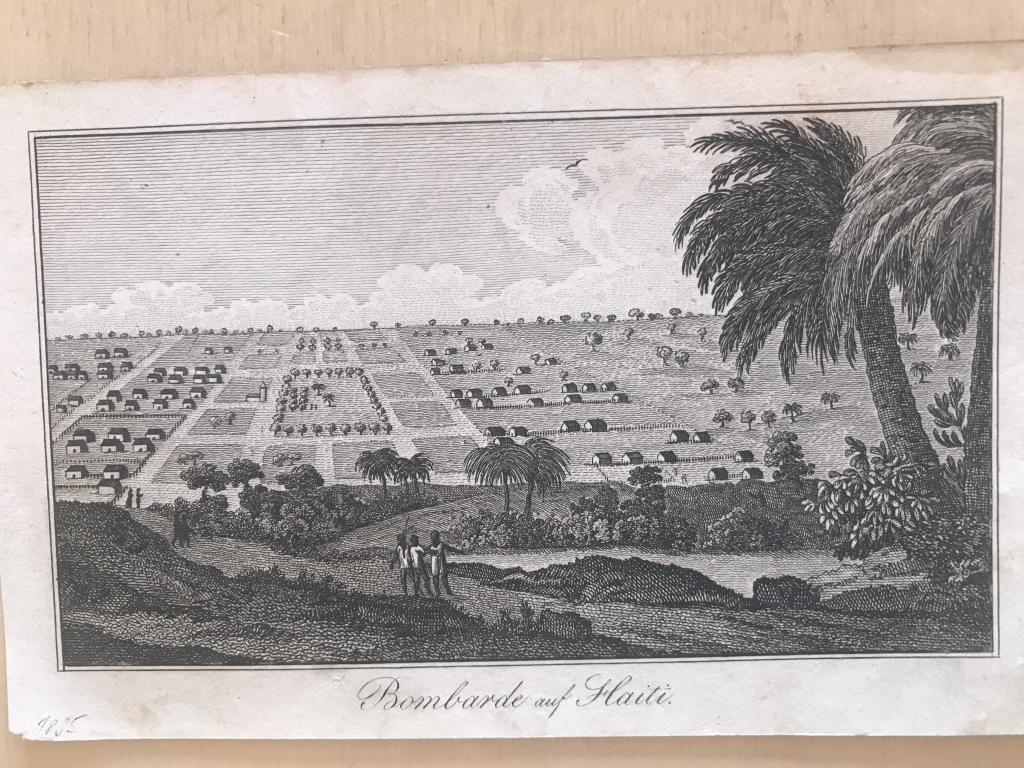Vista de Bombardópolis en Haití (isla de Santo Domingo, Antillas, América), ca. 1835. Anónimo