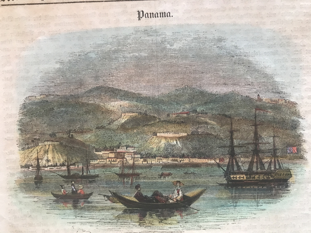 Vista a color de Panamá (América central), 1844. Anónimo