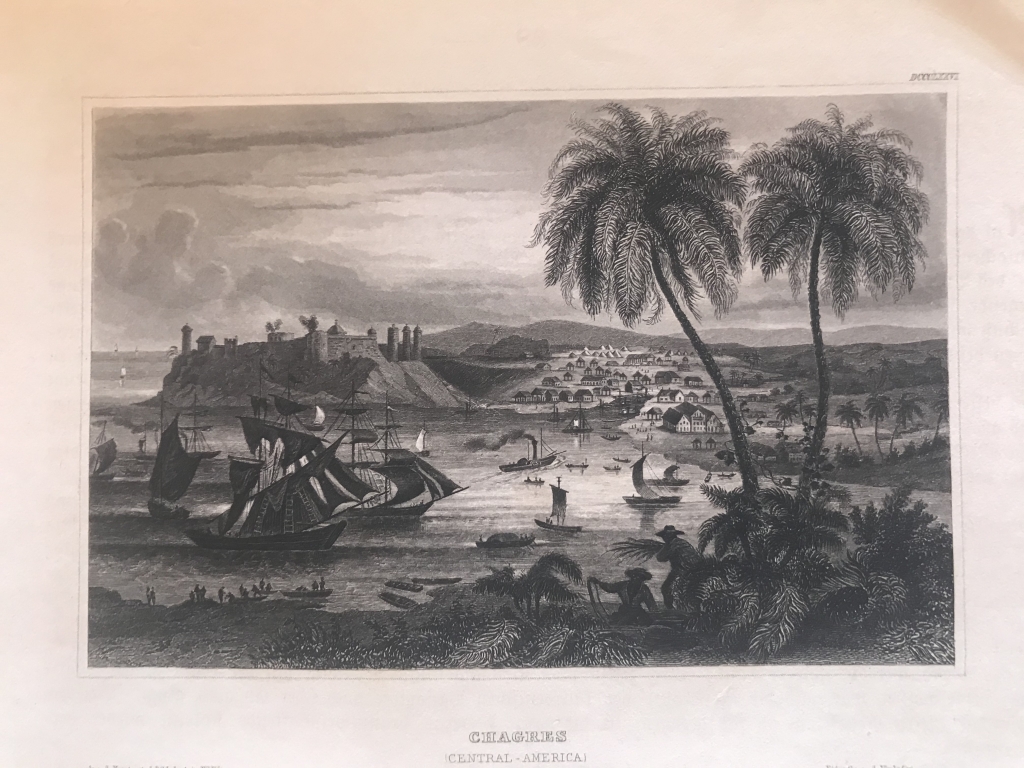 Vista de Chagres en Panamá (América central), hacia 1850. Ins. Biblio. Hild.