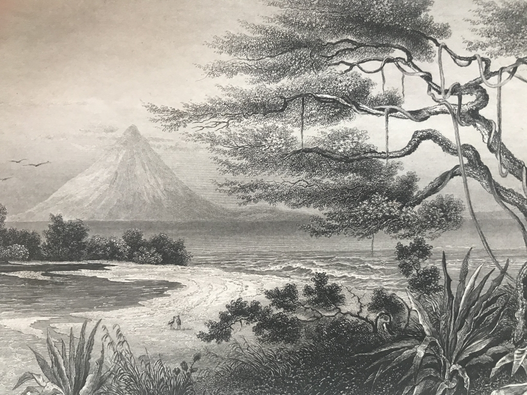 Vista de río Las Lajas, en Nicaragua (América central), hacia 1850. Inst. Bliogr. Hild.