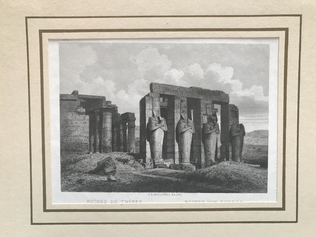 Ruinas arqueológicas de Tebas (Egipto, África), 1860. Jakob Ludwig Rüdisühli