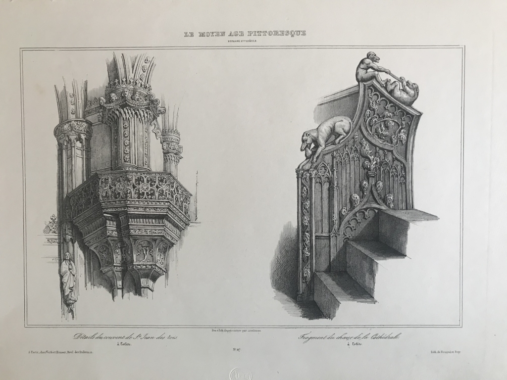 Detalles de S. Juan de los Reyes y Catedral (Toledo, España), 1838. Asselineau/Bernard et Frey