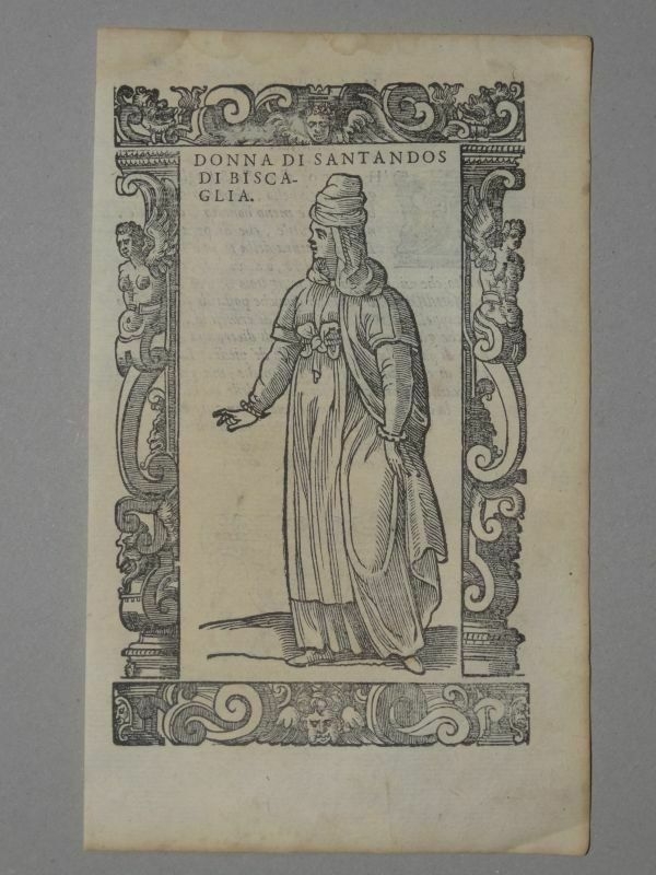 Xilografía de mujer de Santander ( Cantabria, España), 1590. Vecellio/Krieger/Zenaro