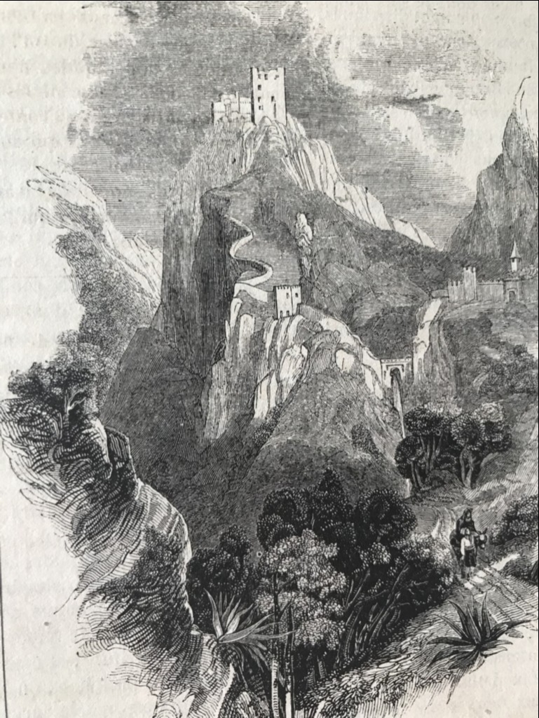 Vista panorámica del castillo de Luque (Córdoba, España), 1843. Anónimo