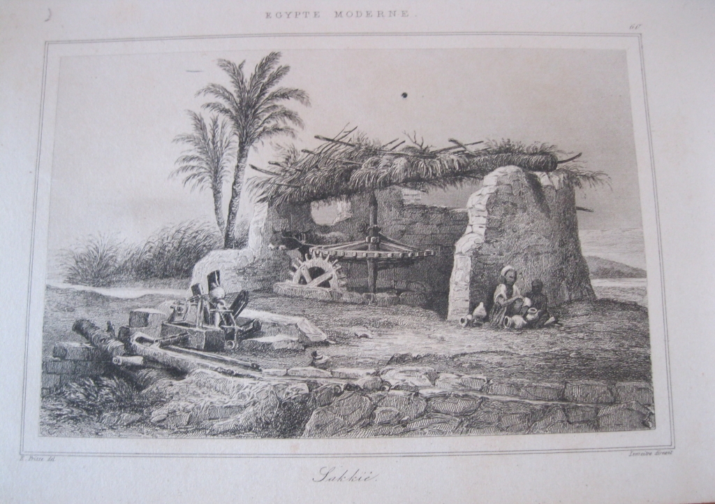 Vista de una bomba hidráulica en Egipto,  ca. 1850. Lemaitre/Priss