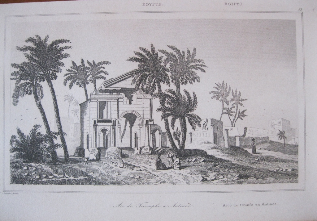 Vista del Arco del Triunfo en Antinoe (Egipto), circa.1850. Lemaitre