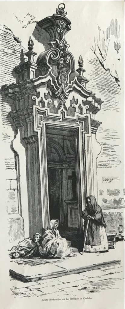 Puerta lateral de entrada a una iglesia de Córdoba ( España), hacia 1850. Anónimo