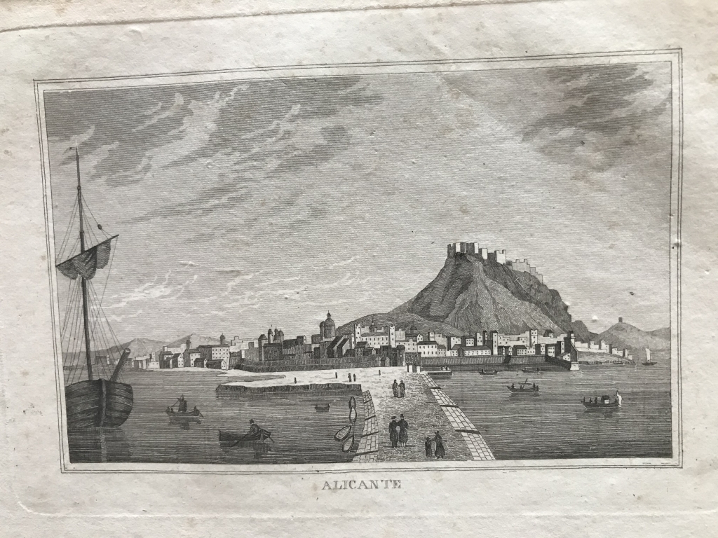 Vista panorámica de Alicante (Valencia, España), hacia 1820. Anónimo