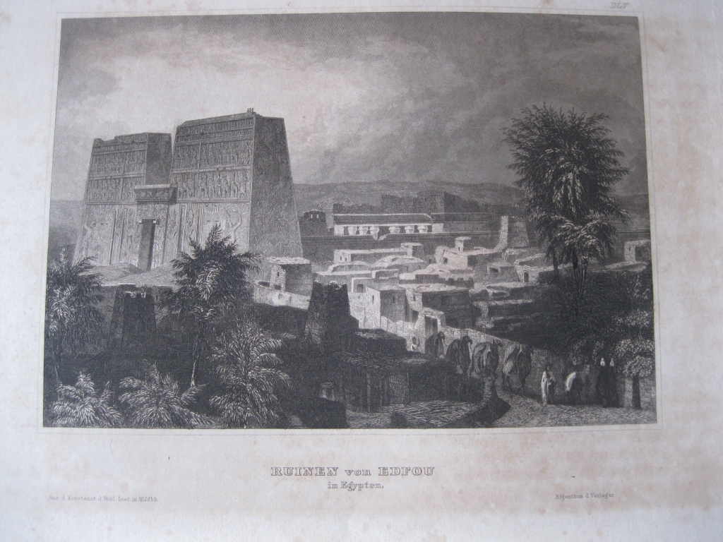 Vista de las ruinas del Templo de Edfu (Egipto, África), ca. 1850. Instituto Hildburghausen