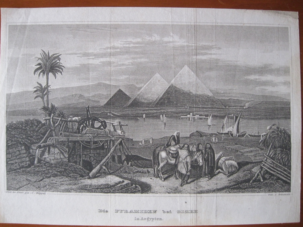 Vista de las pirámides de Giza (El Cairo, Egipto), 1850. Grünewald/ Rüppell