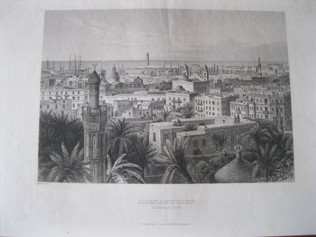Vista de la ciudad de Alejandría (Egipto), 1850. Inst. Hildburghausen