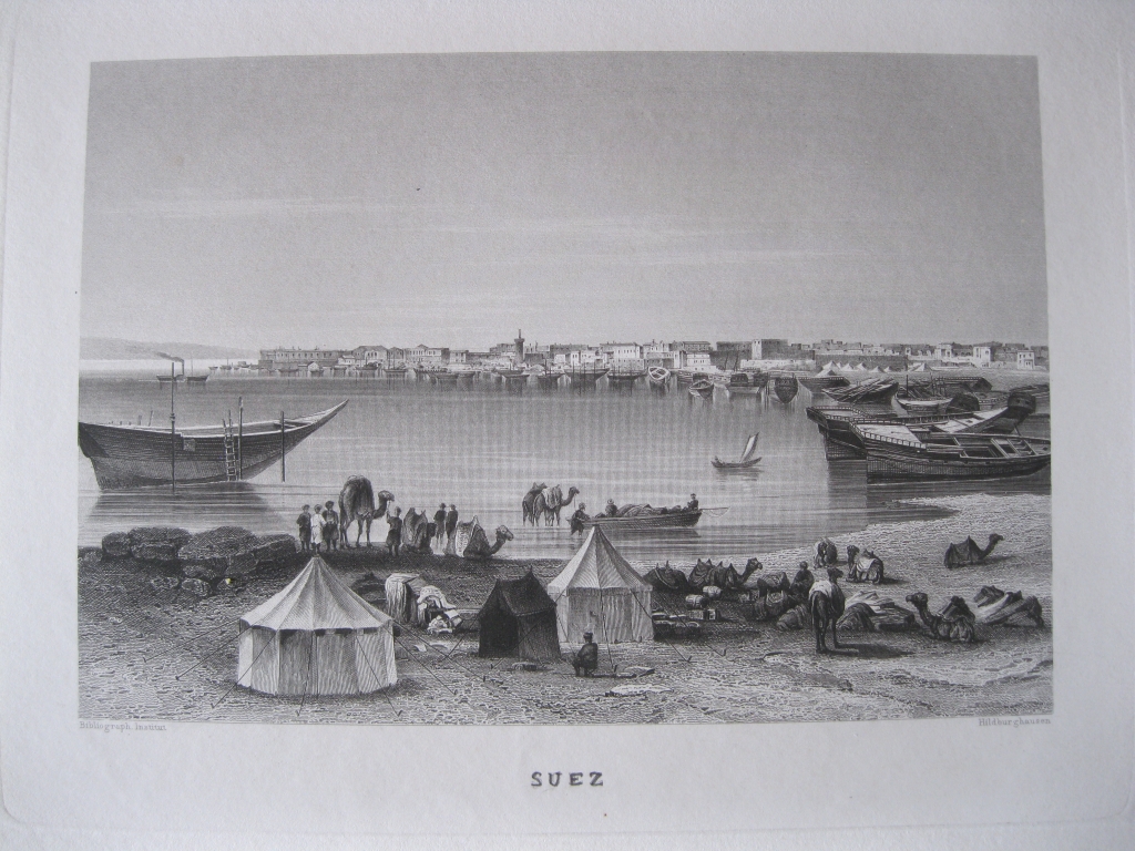 Vista del Canal de Suez (Egipto, África), circa 1850. Inst. Hildburghausen