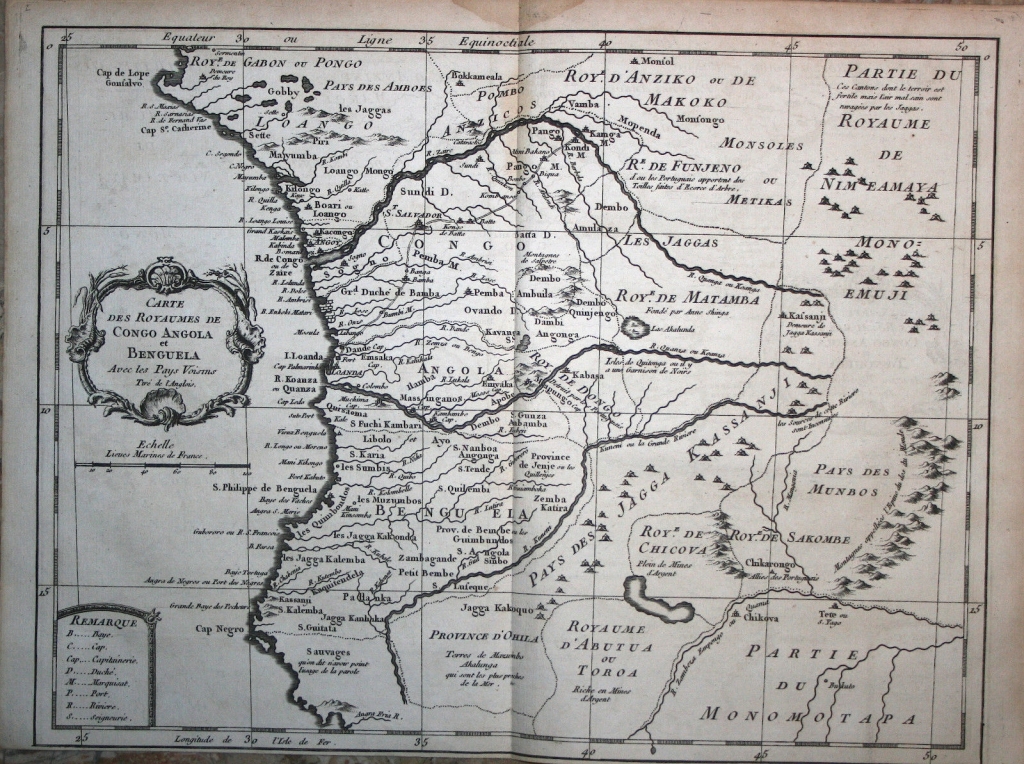 Mapa del Congo y Angola ( África ), 1760. Bellin/Prevost