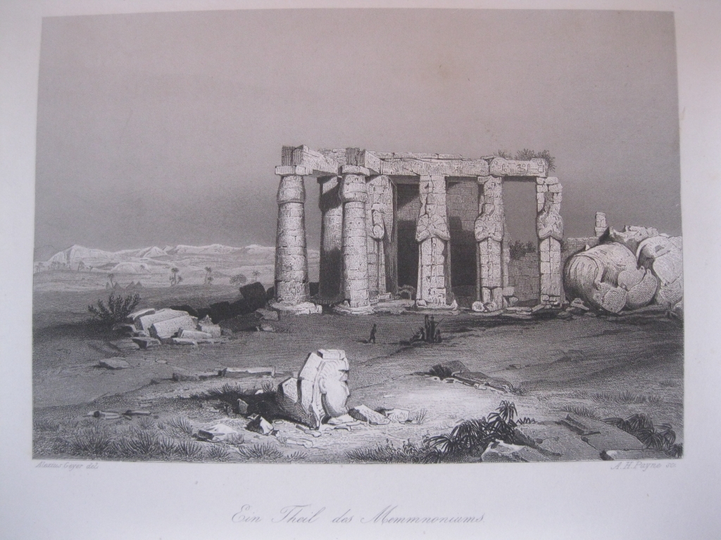 Vista de una parte en ruinas del Templo de Memnon (Egipto), ca. 1850. Geyer/ Payne