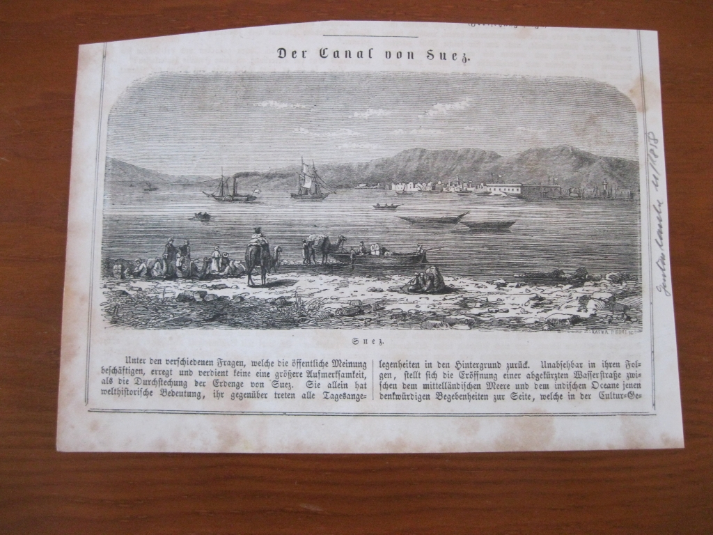 Vista panorámica del Canal de Suez (Egipto, África),1858. Anónimo