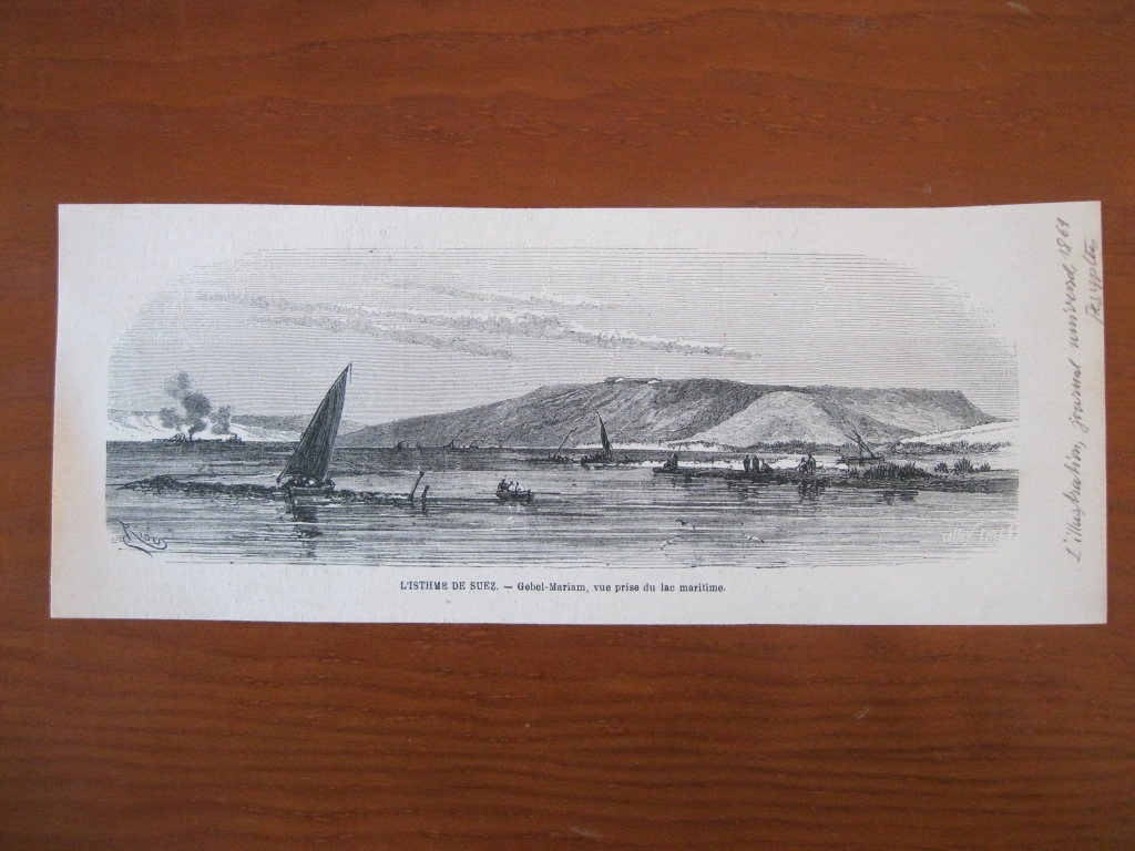Vista del Istmo de Suez, (Egipto, África), 1869. Gebel Mariam