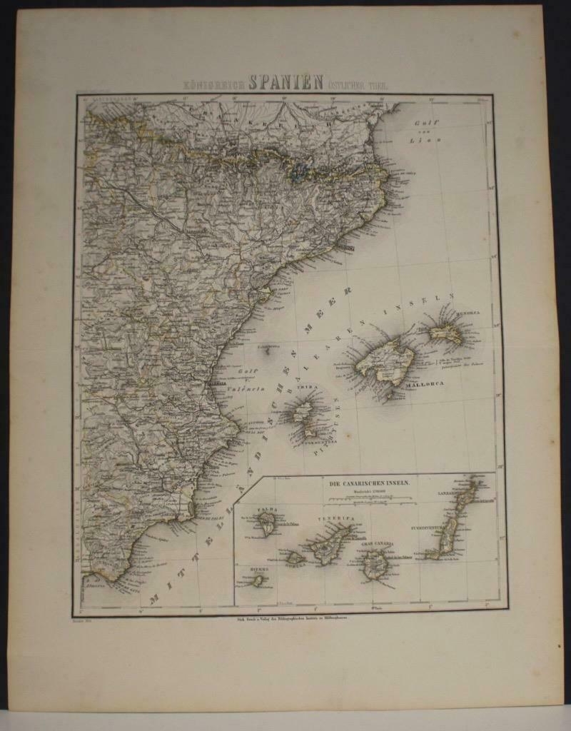 España oriental, islas Baleares y Canarias, 1864. Revidirt/ Bibliographisches Institut