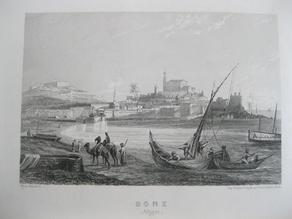 Vista de la ciudad de Annaba (Argelia, África), hacia 1850. Dufour