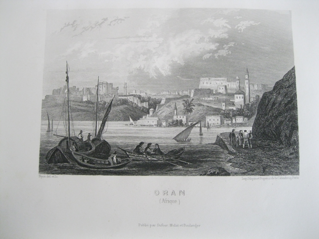 Vista de la ciudad y puerto de Orán (Argelia, África), hacia 1850. Dufour