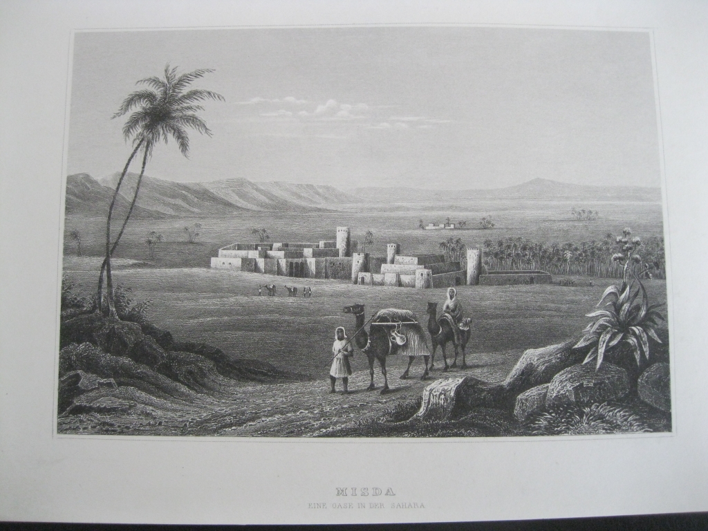 Vista de Misda, un oásis en el Sáhara de Argelia (África), hacia 1850. Anónimo