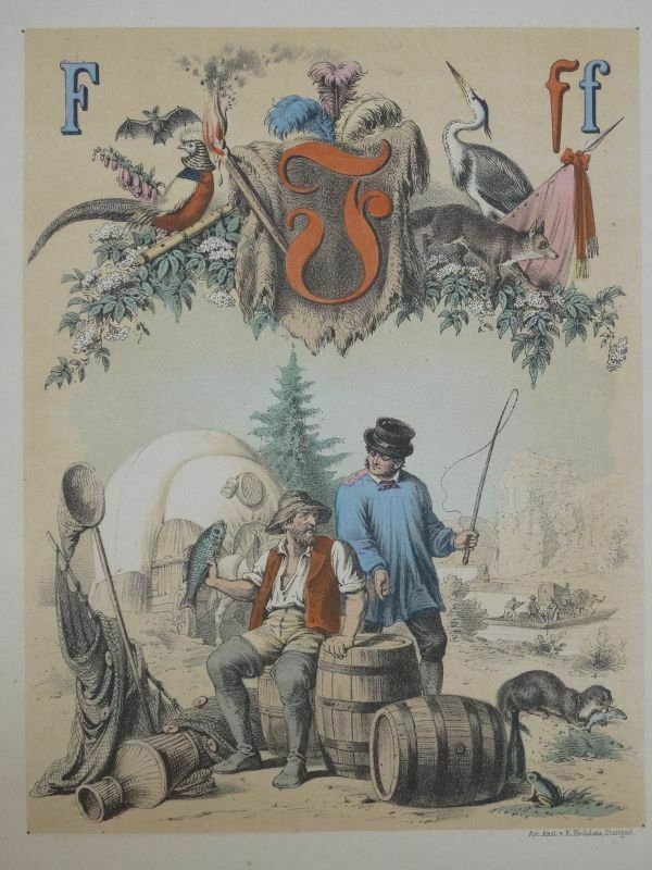 Pescador y animales, 1874. Hochdanz