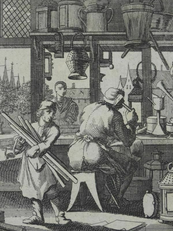 Taller artesanal y tienda de venta, 1698. Luyken/Weigel