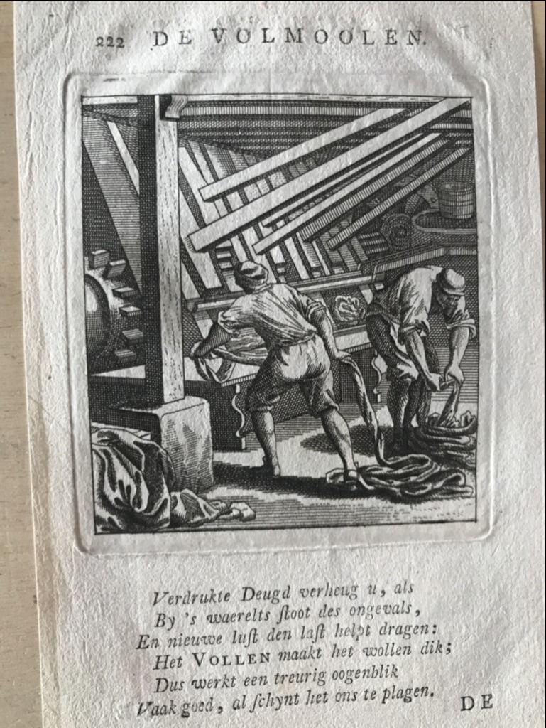 Trabajo textil artesanal, 1736. Luyken