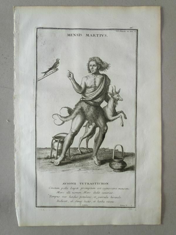 Mes de Marzo en el calendario romano, 1724. Montfaucon / Lambeck / Delaulne &  Foucault