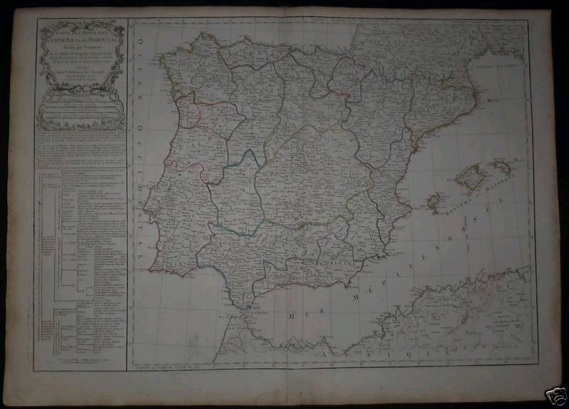 Gran mapa de España y Portugal, 1797. Vaugondy/Delamarche