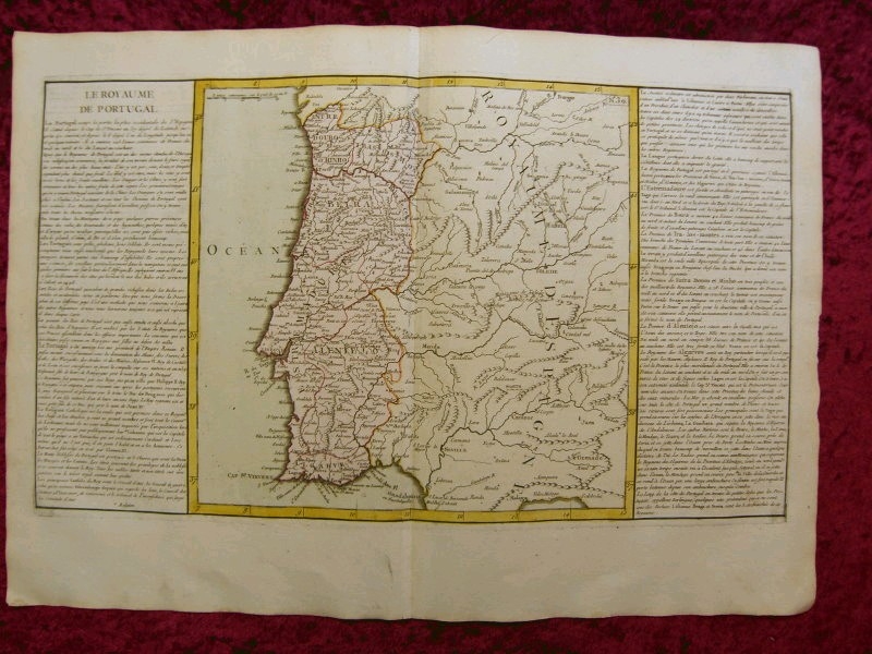 Mapa a color de Portugal, 1767. Clouet / Mondhare