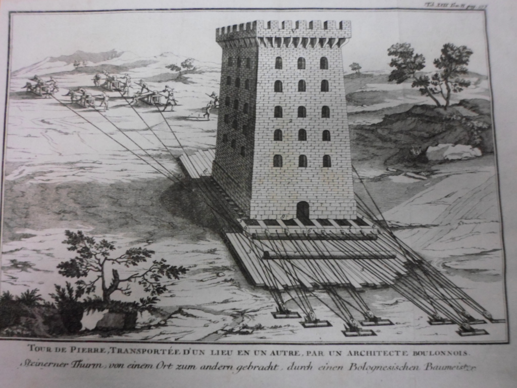 Transporte de una torre de asedio romana, Polybio-Trattner, 1759
