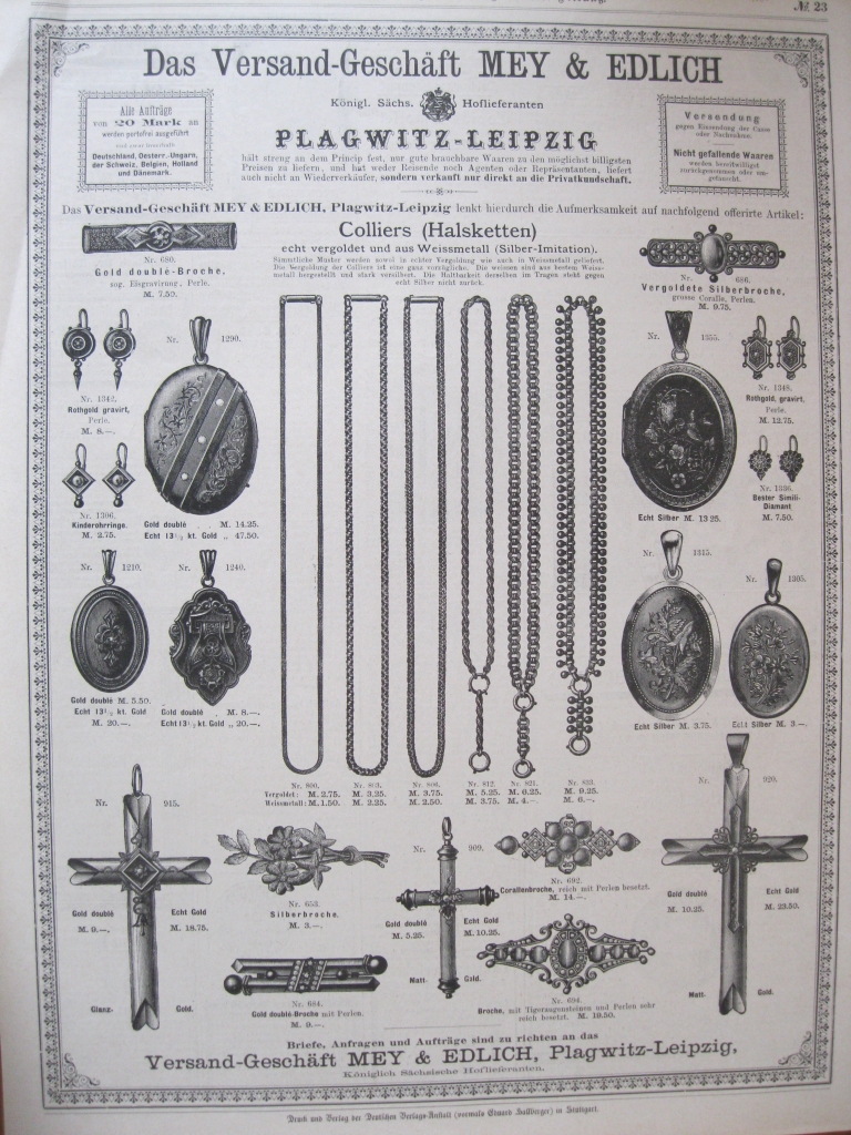 Colgantes, broches y anuncios publicitarios I, 1885.