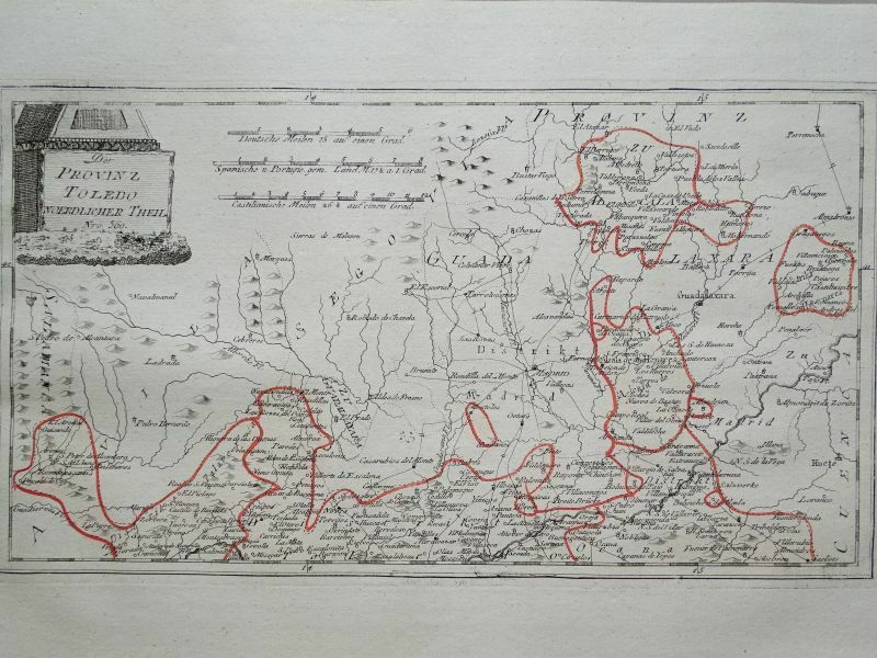 Mapa del norte de la provincia de Toledo y zonas limítrofes (España), 1789. F. J. Joseph von Reilly