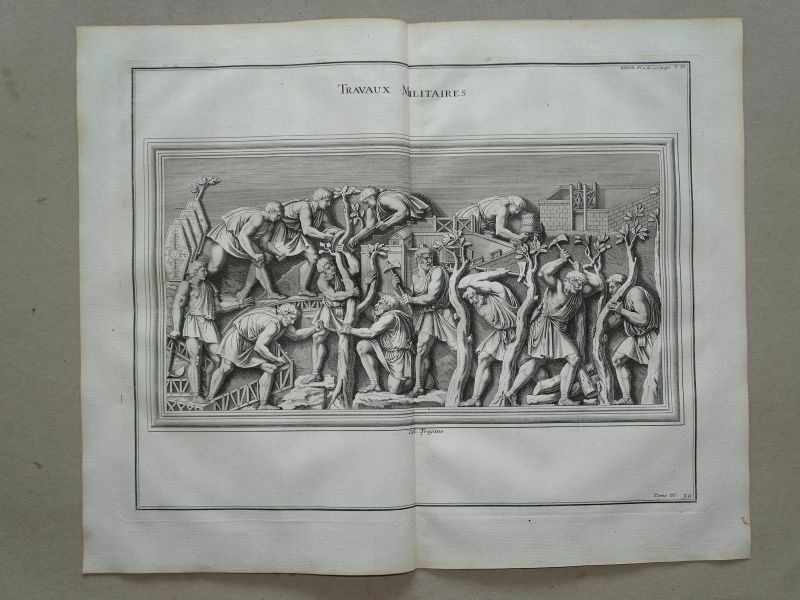 Trabajos militares en la columna de Trajano  (Roma, Italia), 1719. Montfaucon /Delaulne & Foucault