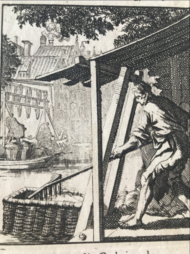 Trabajando la lana, 1730. Luyken