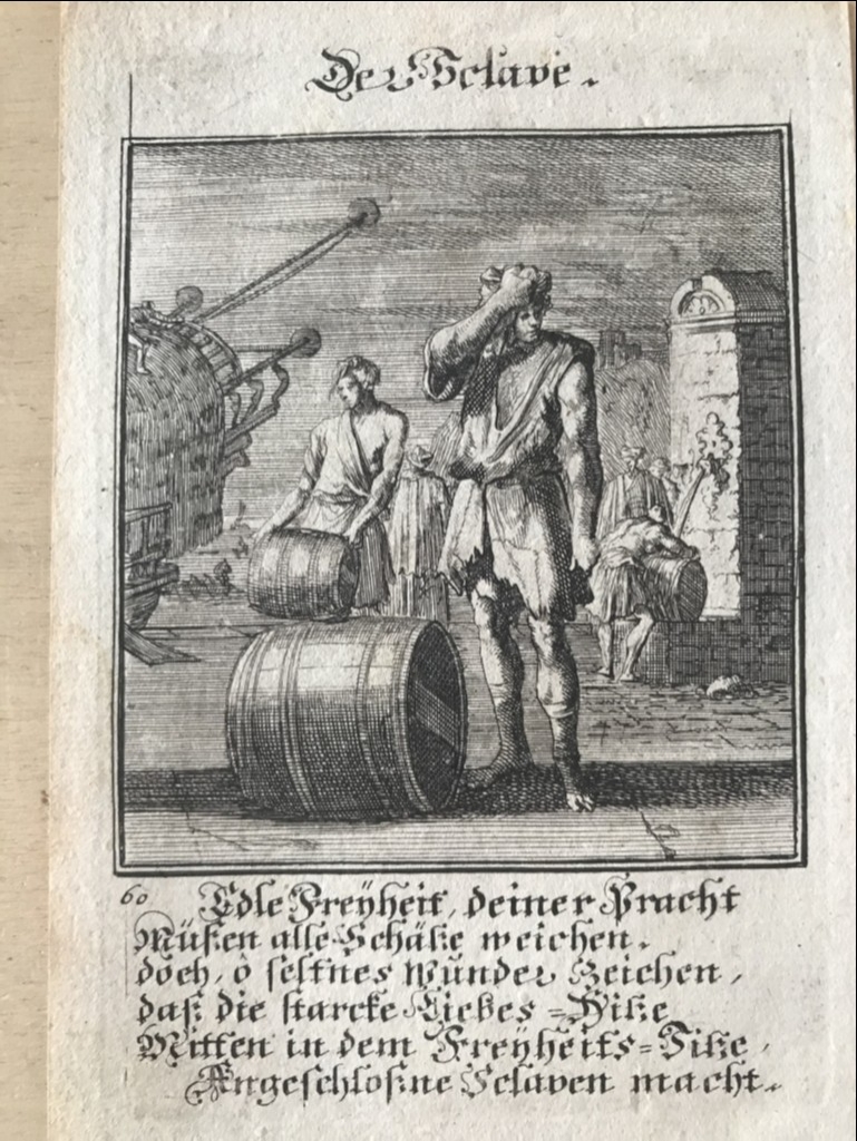 Cargadores de barriles de agua, 1733. Luyken / Weigel