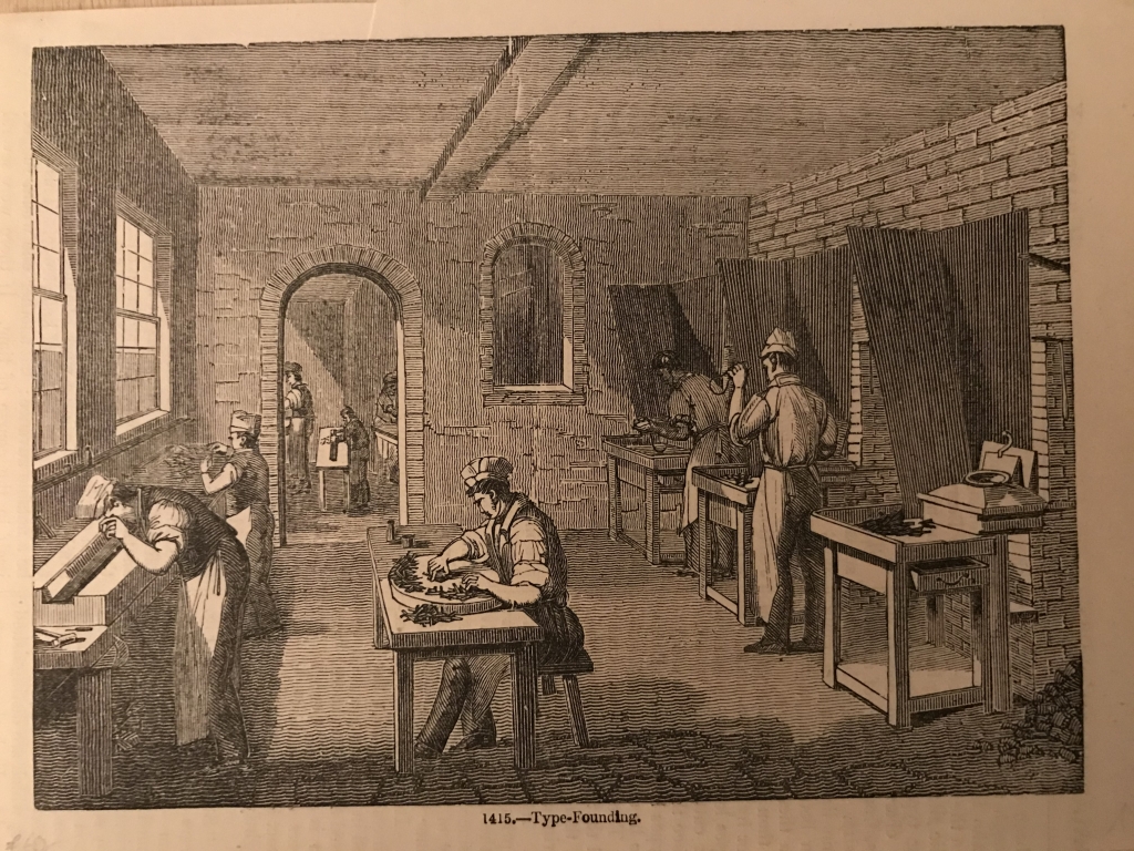 Taller para fabricación de tipos para imprenta, hacia 1860. Anónimo