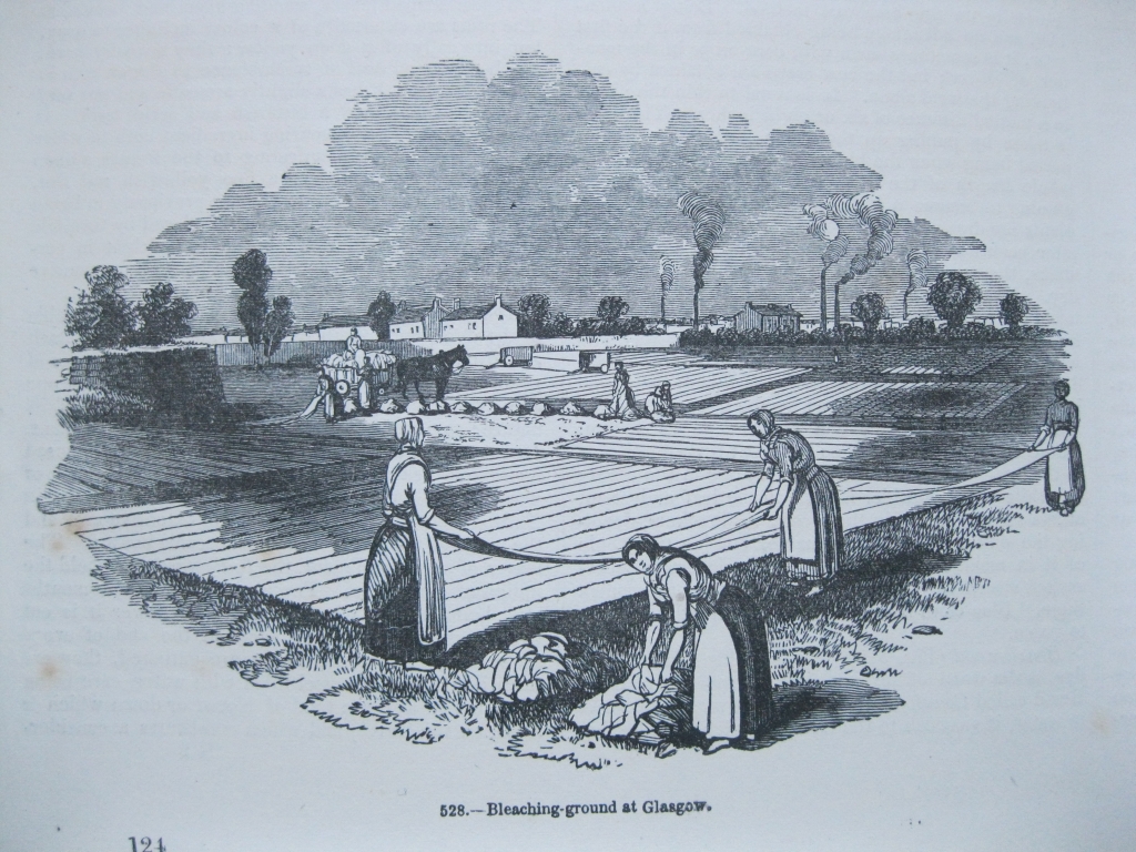 Campo de blanqueo de ropa en Glasgow (Escocia), hacia 1860. Anónimo